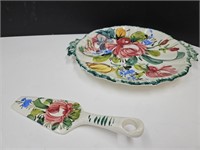 1930's Hand Painted Italy Plate & Server