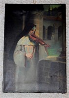 Antique Dated 1939 Oil on Canvas of Nun