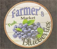 Metal Framers Market Blueberries Sign