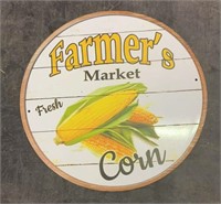 Metal Farmers Market Corn Sign