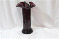 A Handblown Ruffled Edge Glass Vase
