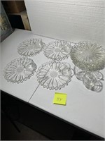 VINTAGE LUNCHEON PLATE SET EAPG CLEAR GLASS