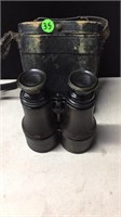 ANTIQUE LEATHER WRAPPED BINOCULARS W/ CASE