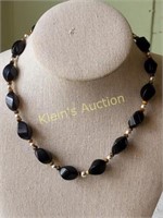 black onyx & sterling silver necklace 17 1/2"