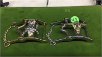 2 NEW CHROME & BRASS BELT BUCKLES FROM MEXICO