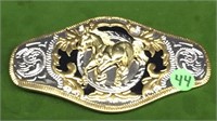 NEW CHROME & BRASS LARGE BELT BUCKLE FROM MEXICO