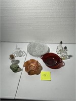 VINTAGE GLASS LOT MISC ITEMS CARNIVAL GLASS