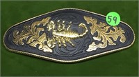 NEW BRASS & BLACK LARGE BELT BUCKLE FROM MEXICO