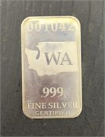 .5 OZ WA State Silver Bar - .999 Silver