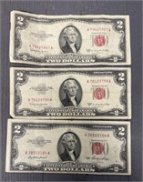 (3) 1953 $2.00 Bills