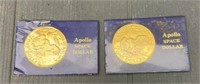 (2) Eisenhower 24K Plated Gold Apollo Space