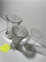 VINTAGE CLEAR GLASS VASES LOT