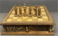 1910 Mexico Hand Carved Chess Set