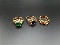 Gold Tone Ring Lot (Size 8.5 (x2))(Size 7)