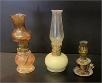 (3) Small Antique Oil Lamps