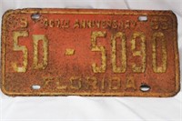 A Vintage Florida License Plate