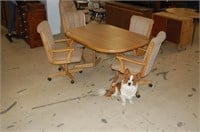 Dining Table W/ 4 Rolling Chairs