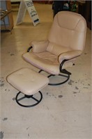 Tan Leather Chair & Ottoman