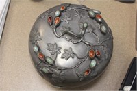 Chinese Pewter Box with Insert Jewels