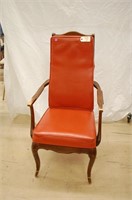 Leather & Wood High Back Chair