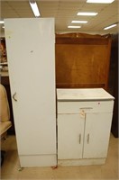2 White Metal Cabinets