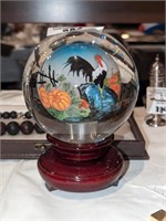 Hand painted inside reverse Art Glass Globe