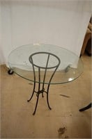 Round Glass Top Metal Table