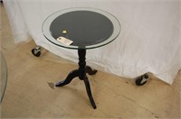 Round Glass Top Wood Table