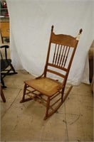 Wood Rocking Chair W/ Cain Bottom