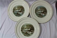 Lot of 3 Currier and Ives Dinner Plates