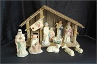 Porcelain Nativity Scene W/ Manger