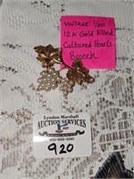 Vintage Gold Filled/ cultured pearl brooch
