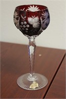 A Ruby Red Cut Glass Goblet