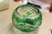 Small Cut Glass Green Bowl