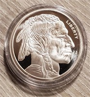 One Ounce Silver Round: Indian/Buffalo