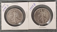 (2) Walking Liberty Half Dollars #1