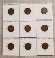 (9) Indian Head Pennies