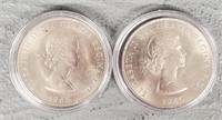 (2) 1965 Churchhill/Elizabeth II Coins