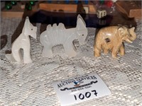Stone Carved Elephant, burrow & Dog