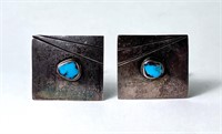 Vintage Sterling Native Turquoise Earrings 11 Gram