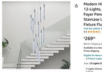 Modern High Ceiling Crystal Chandelier 12-Lights,