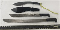 Group of Machetes and Fixed Blade Knife