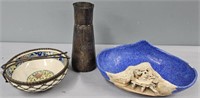 Asian Pottery Bowls & Brass Pitcher