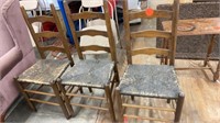 3 VINTAGE WICKER SEAT CHAIRS