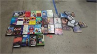 COLLECTION OF DVD'S- CD'S - VHS TAPES