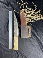 Bone Handle Knife with Leather Sheath