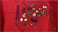 PINS, BOY SCOUT TIECHOLDERS, EARRINGS, NECKLACES