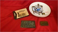 ROCKWELL PLATE, COWBOY BELT BUCKLE, LEATHER PHOTO