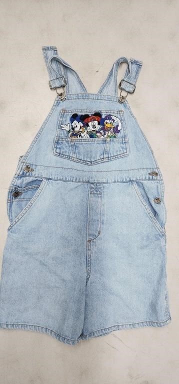 SZ 12 DISNEY DENIM OVERALL SHORTS