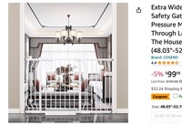 Extra Wide Baby Gate Tension Indoor